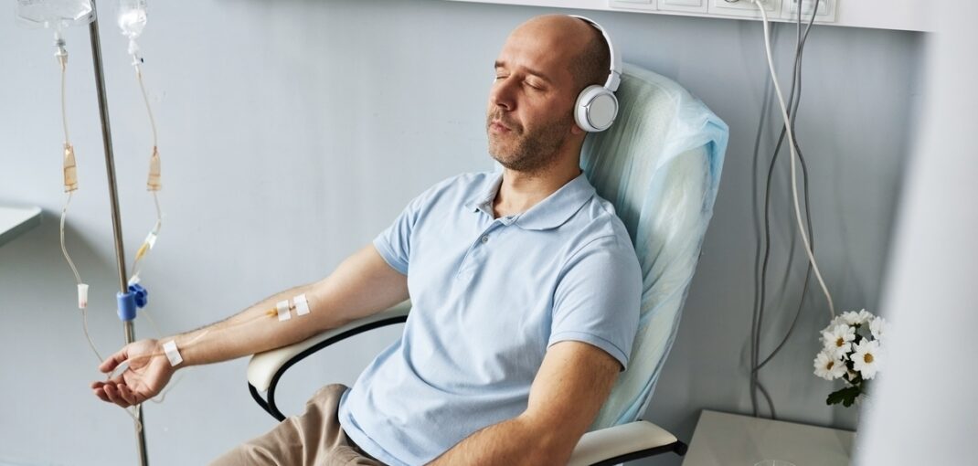 Person relaxing during ozone therapy for muscle soreness treatment