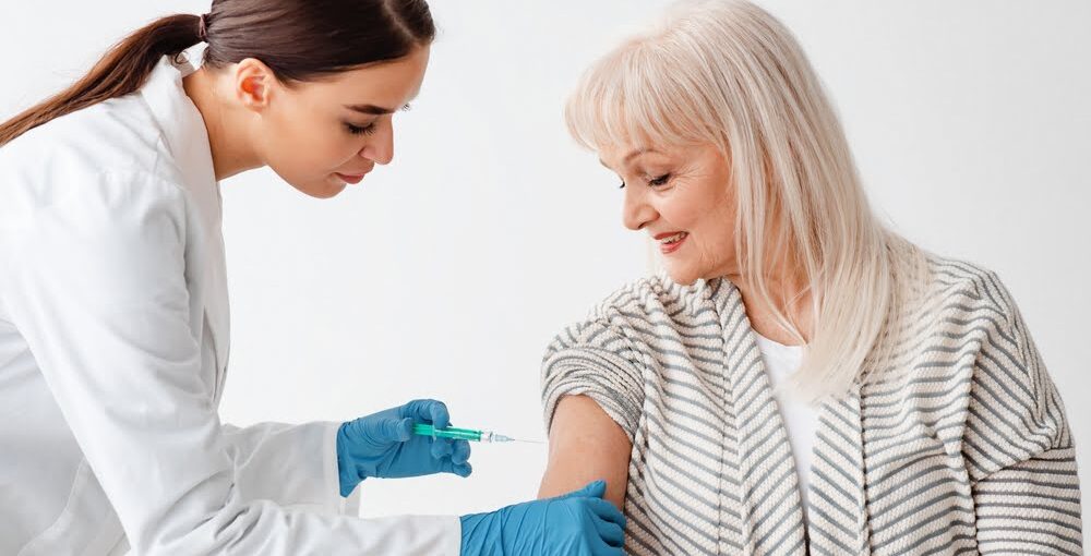 ozone therapy for autoimmune disease — provider administering treatment to an older female patient